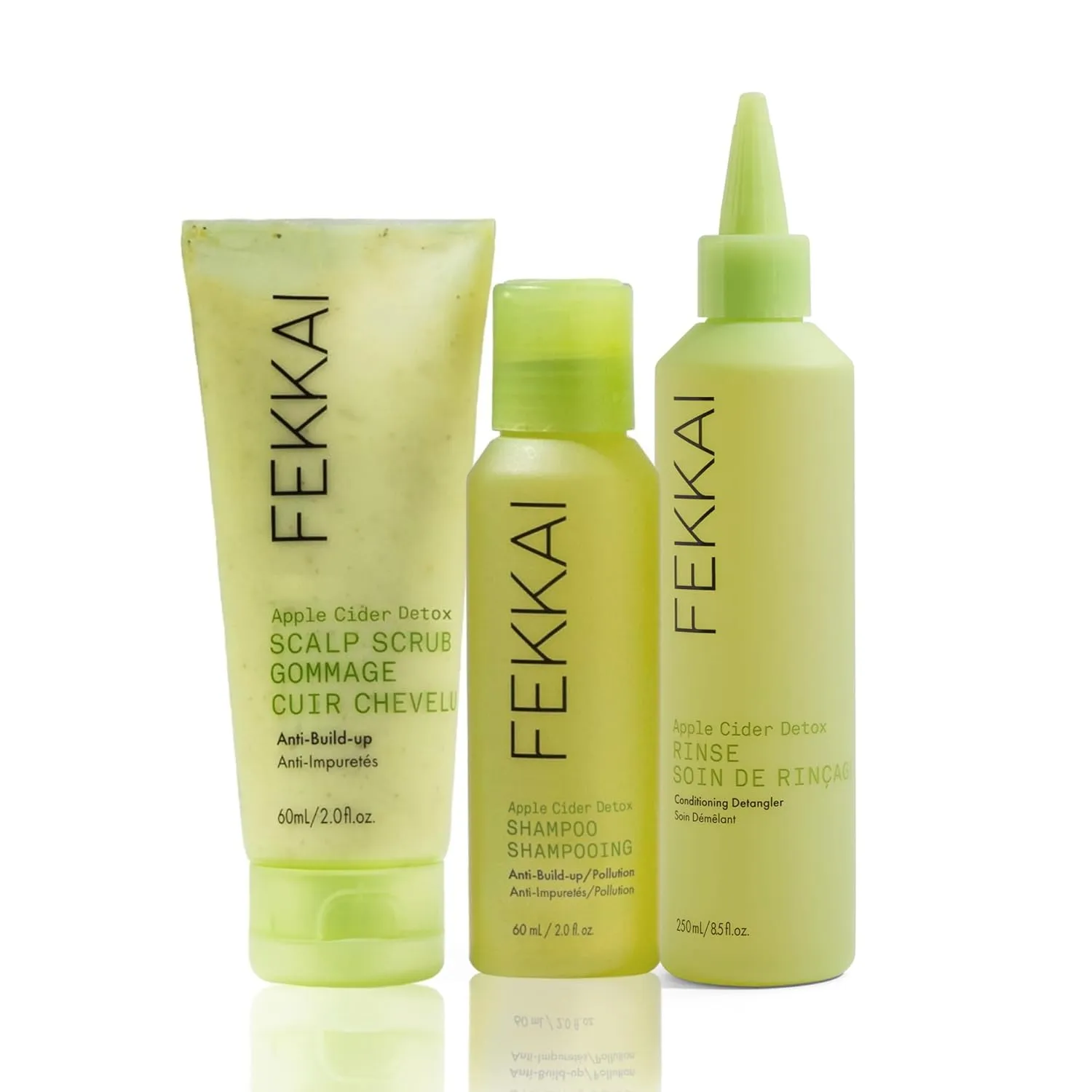 FEKKAI Apple Cider Detox Beat the Build-Up: 3 Step System Bundle - Includes Shampoo (2 oz)   Clarifying Scrub (7.5 oz)   Rinse (2 oz) - Free of Sulfates, Parabens, Phthalates - Vegan, Cruelty-Free