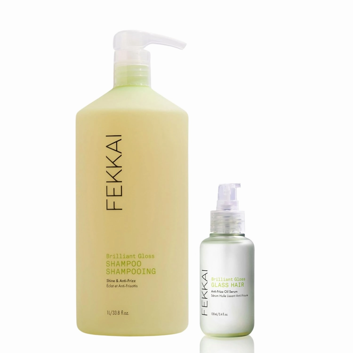 Fekkai Brilliant Gloss Shampoo (1 Liter)   Brilliant Gloss Glass Hair Anti-Frizz Oil Serum (3.4 oz) - Free of Sulfates, Parabens, Phthalates - Vegan, Cruelty-Free