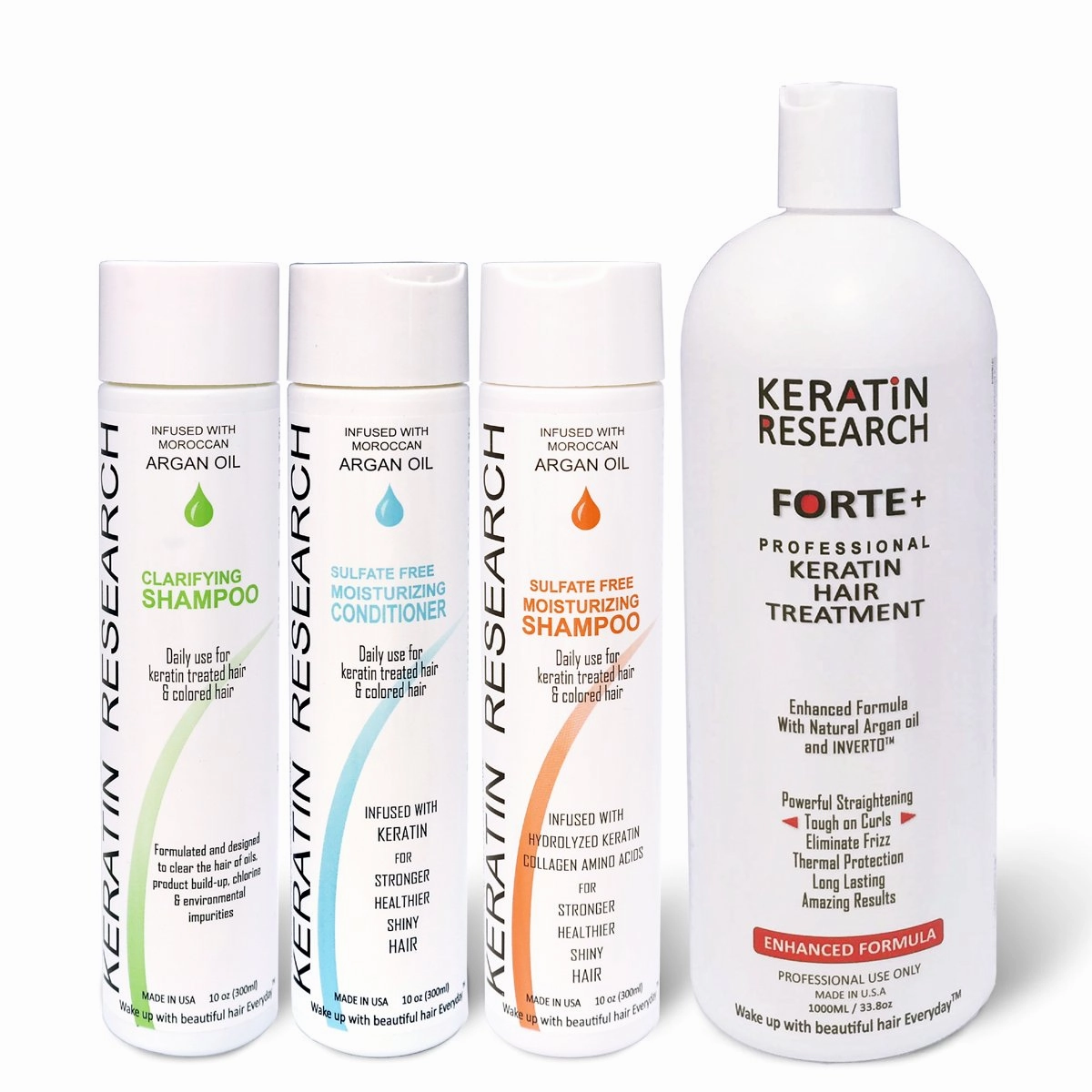 Forte Plus Extra Strength Brazilian Keratin Hair Treatment Professional 1000ml Bottle with 300ml Moisturizing Shampoo, Moisturizing Conditioner, Clarifying Shampoo Proven Amazing Results