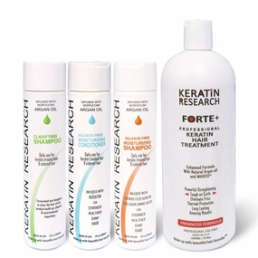 Forte Plus Extra Strength Brazilian Keratin Hair Treatment Professional 1000ml Bottle with 300ml Moisturizing Shampoo, Moisturizing Conditioner, Clarifying Shampoo Proven Amazing Results
