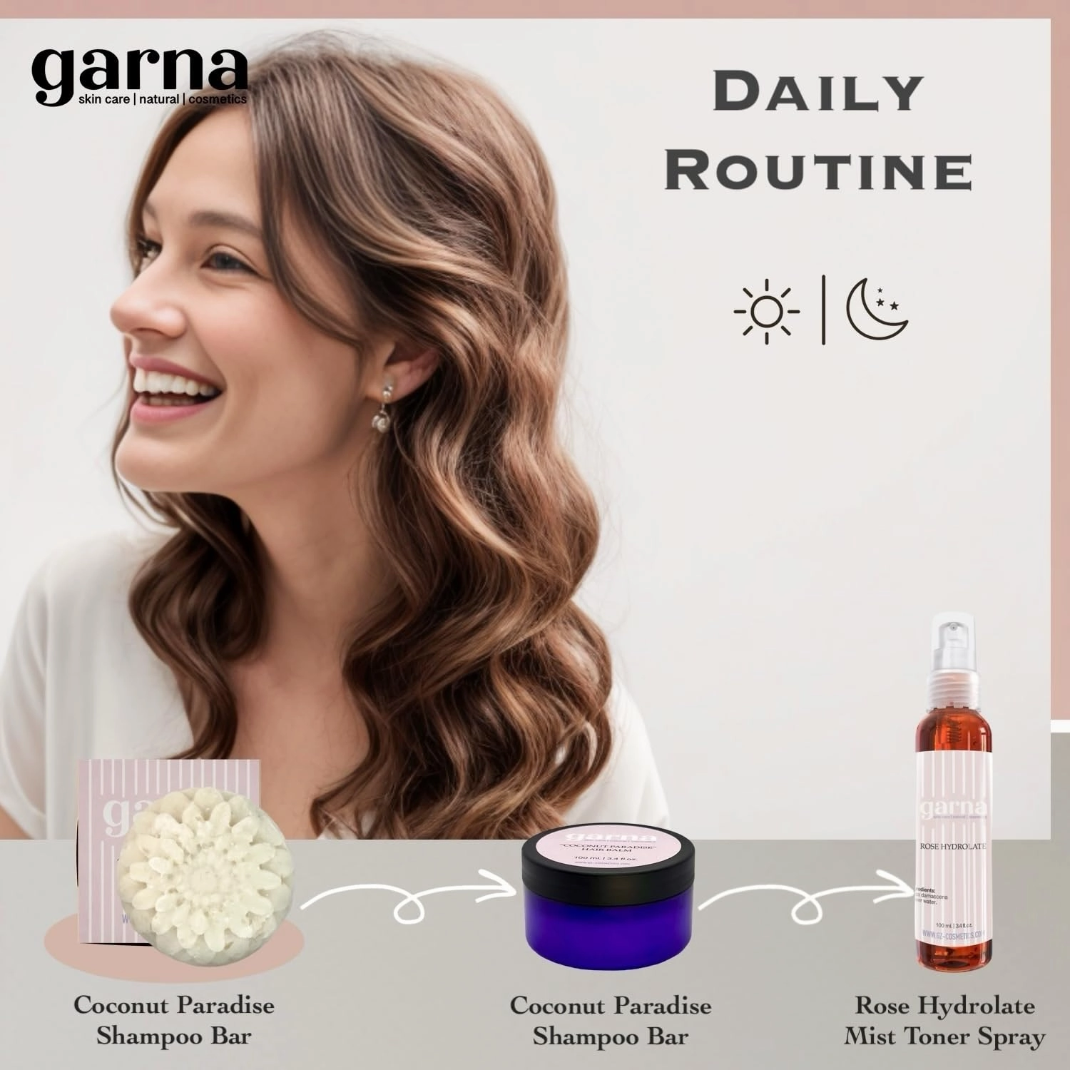 Garna Coconut Paradise Solid Shampoo Bar 2 X 100g/3.5 oz, Moisturizing, for All Hair Types, especially Normal & Dry, 50  Washes, Vegan, Plant-Based, Eco-Friendly Packaging (Pack of 2)