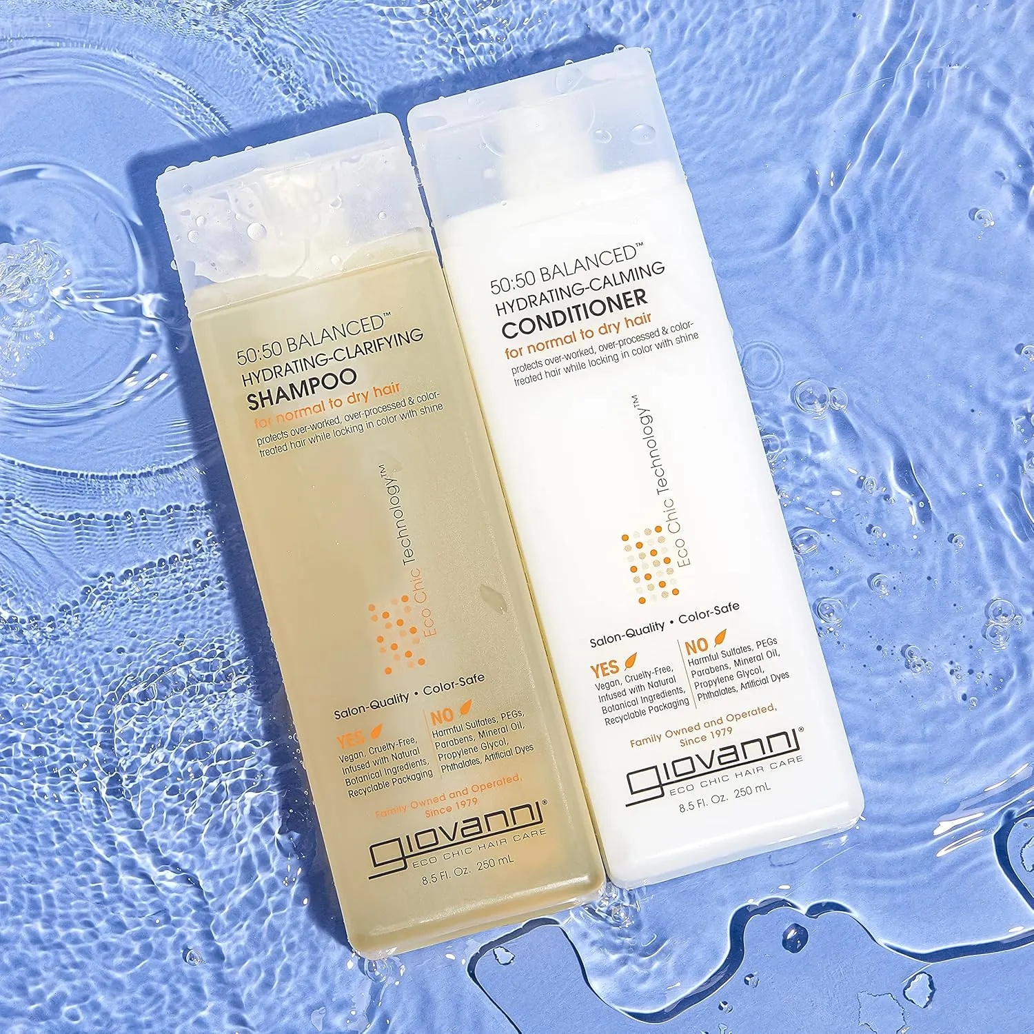 Giovanni 50:50 Balanced Shampoo and Conditioner Set - Clarifying Shampoo for Women & Men, Cleansing for Damaged, Frizzy Hair, Moisturizing Conditioner for Soft, Smooth Hair - 8.5 Fl Oz Each (1 Set)