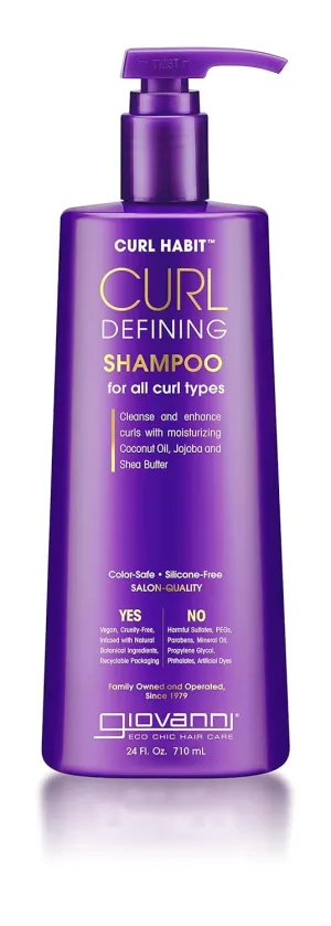 GIOVANNI Curl Habit Curl Defining Shampoo - For All Curl Types, Cleanse & Enhance Curls with Moisturizing Coconut Oil, Jojoba and Shea Butter Vegan, Cruelty-Free, Silicone Free Shampoo - 24 oz