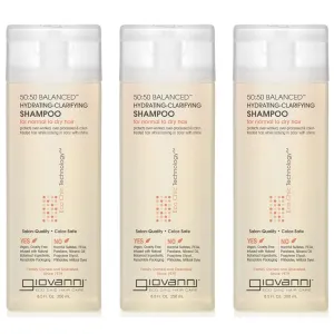 GIOVANNI ECO CHIC 50:50 Balanced Hydrating Clarifying Shampoo - Leaves Hair pH Balanced for Over-Processed Hair, Provides Moisture & Protection, Salon Quality, No Parabens - 8.5 oz (3 Pack)