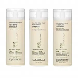GIOVANNI Tea Tree Triple Treat Invigorating Shampoo - Cooling Peppermint, Eucalyptus & Rosemary, Strengthen & Rejuvenate Hair & Scalp, Salon Quality, Paraben Free, Tea Tree Shampoo - 8.5 oz (3 Pack)
