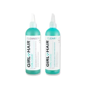 GIRL HAIR Clear and Cleanse Set (2 x 10.1 fl oz) | Includes ACV Hair Rinse   Moisturizing Shampoo | With Apple Cider Vinegar & Tea Tree Oil | Reduces Dandruff, Moisturizes Scalp & Hair