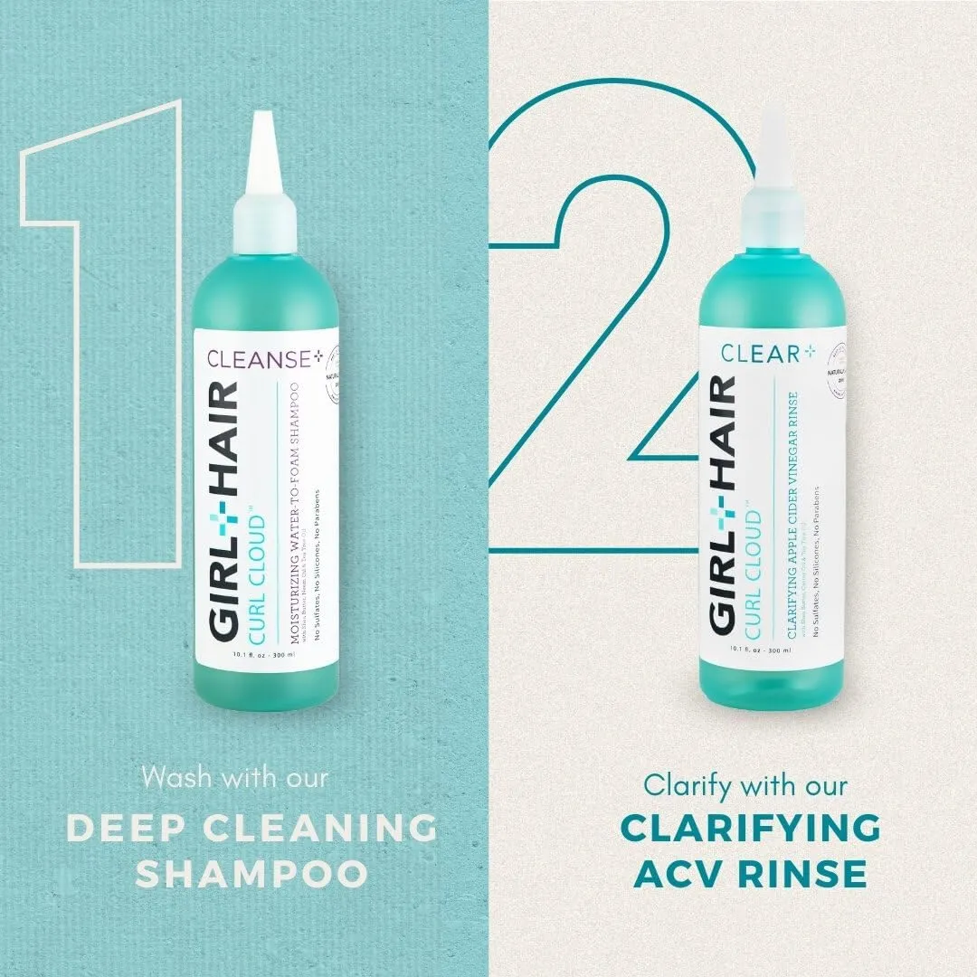 GIRL HAIR Clear and Cleanse Set (2 x 10.1 fl oz) | Includes ACV Hair Rinse   Moisturizing Shampoo | With Apple Cider Vinegar & Tea Tree Oil | Reduces Dandruff, Moisturizes Scalp & Hair