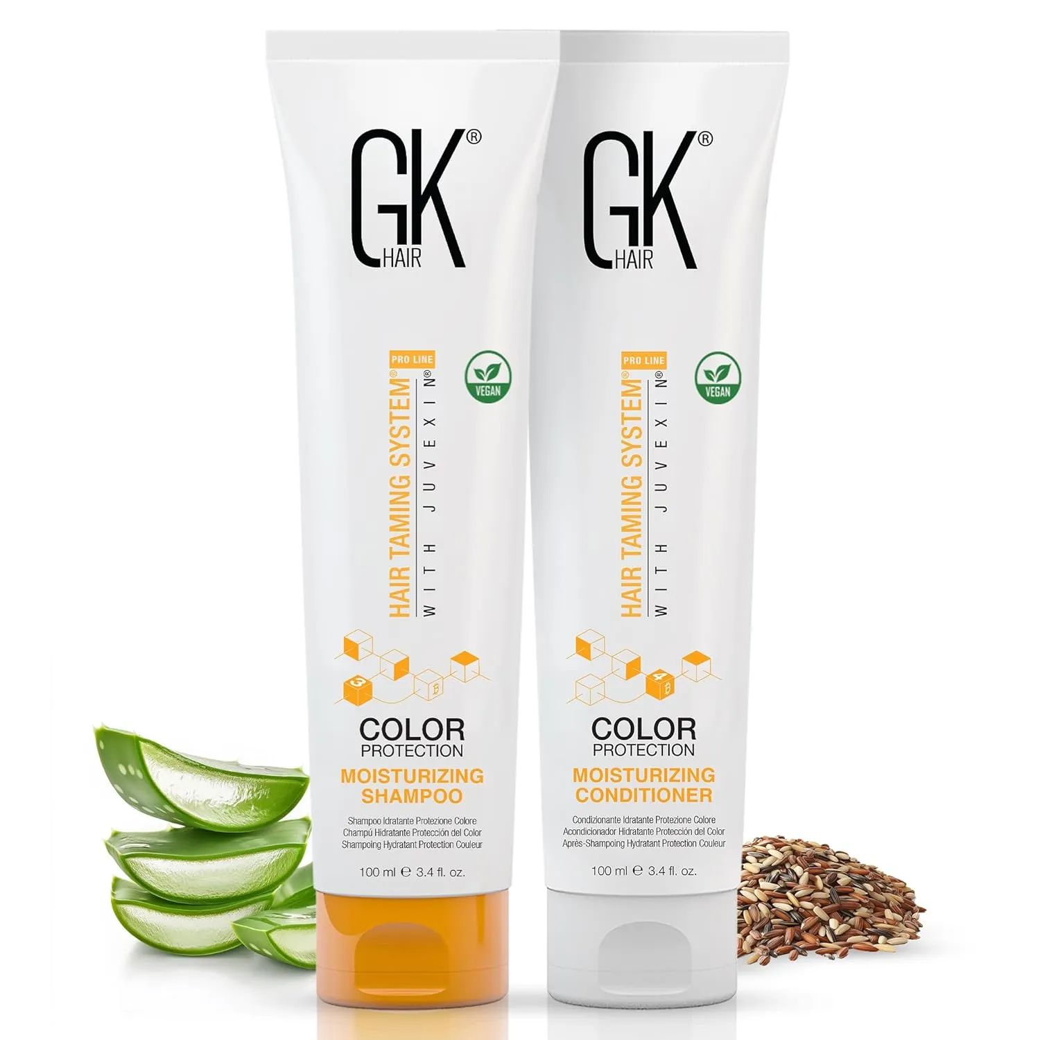 GK HAIR Color-Treated Moisturizing Shampoo & Conditioner 3.4 fl oz Duo – Sulfate-Free Hydrating Set for Color Protection, Frizz Control & Deep Nourishment