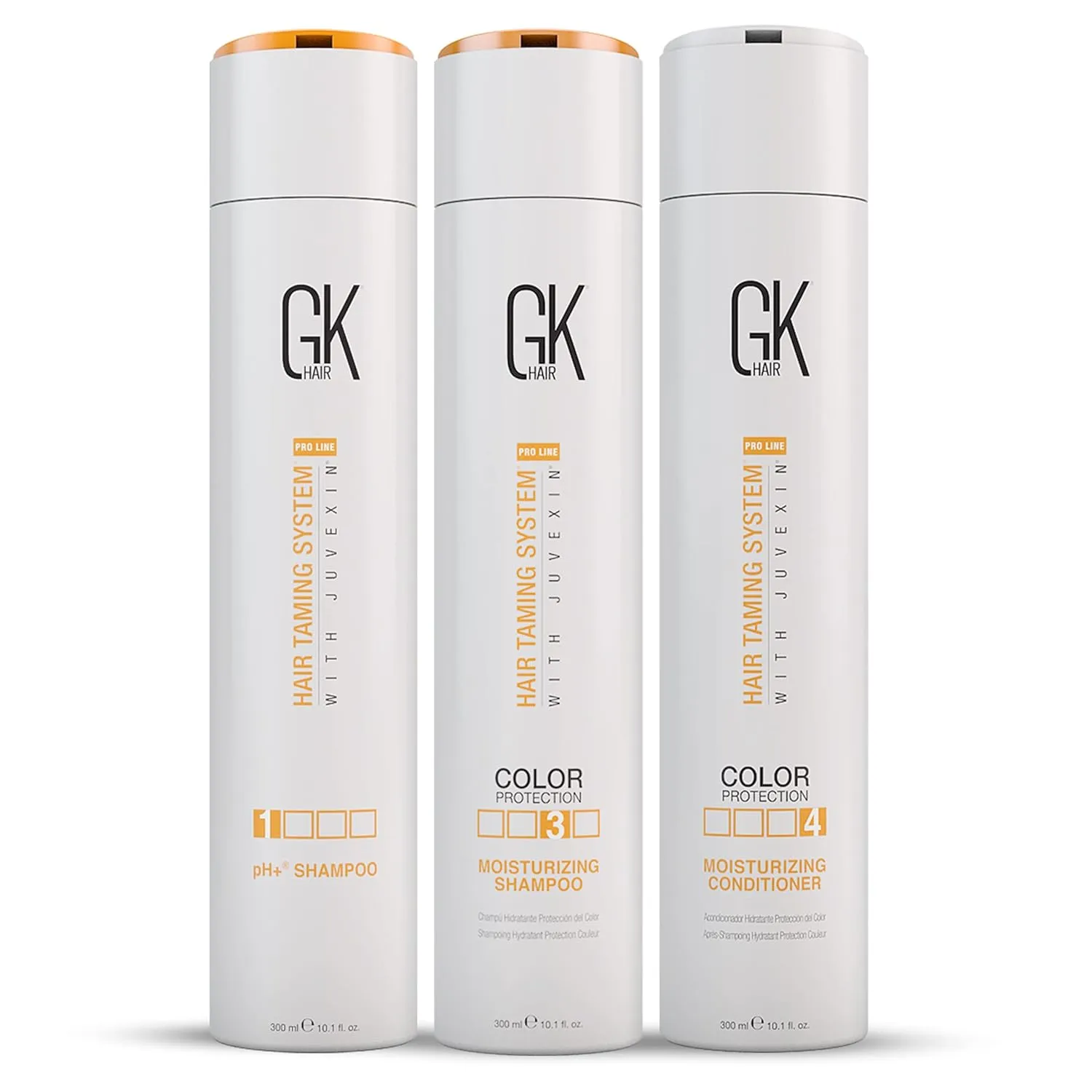 GK HAIR Global Keratin Moisturizing Shampoo & Conditioner 300ml - pH  Pre-Treatment Clarifying Shampoo with Aloe Vera, Vitamins and Natural Oils for All Hair Types (10.1 fl. oz)