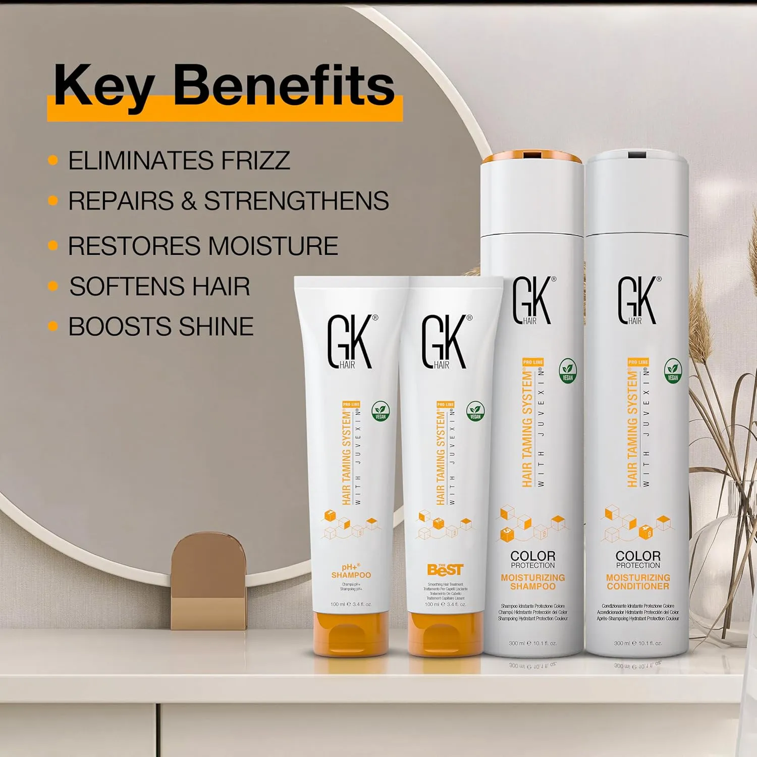 GK HAIR Global Keratin The Best Consumer Box Kit (10.1 Fl Oz/300ml) Smoothing Keratin Treatment Professional Brazilian Complex Blowout Straightening For Silky Smooth & Frizzy Hair