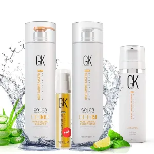 GK HAIR Moisturizing Shampoo and Conditioner 300ML, Leave In Conditioner Cream 130ML, Wth Smoothing Serum Argan Oil 10ML