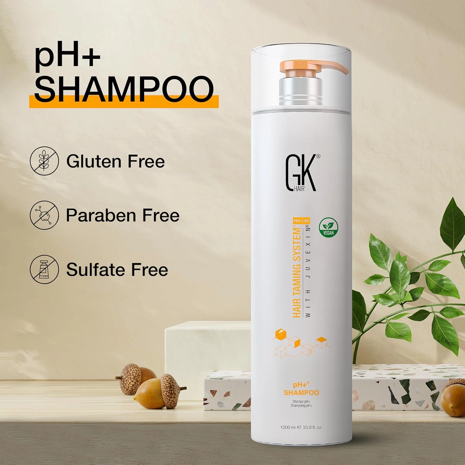 GK HAIR Global Keratin pH  Pre-Treatment Clarifying Shampoo (33.8 Fl Oz/1000ml) For Preps Hair Deep Cleansing,Removes Impurities -With Aloe Vera, Vitamins & Natural Oils All Hair Types Men and Women