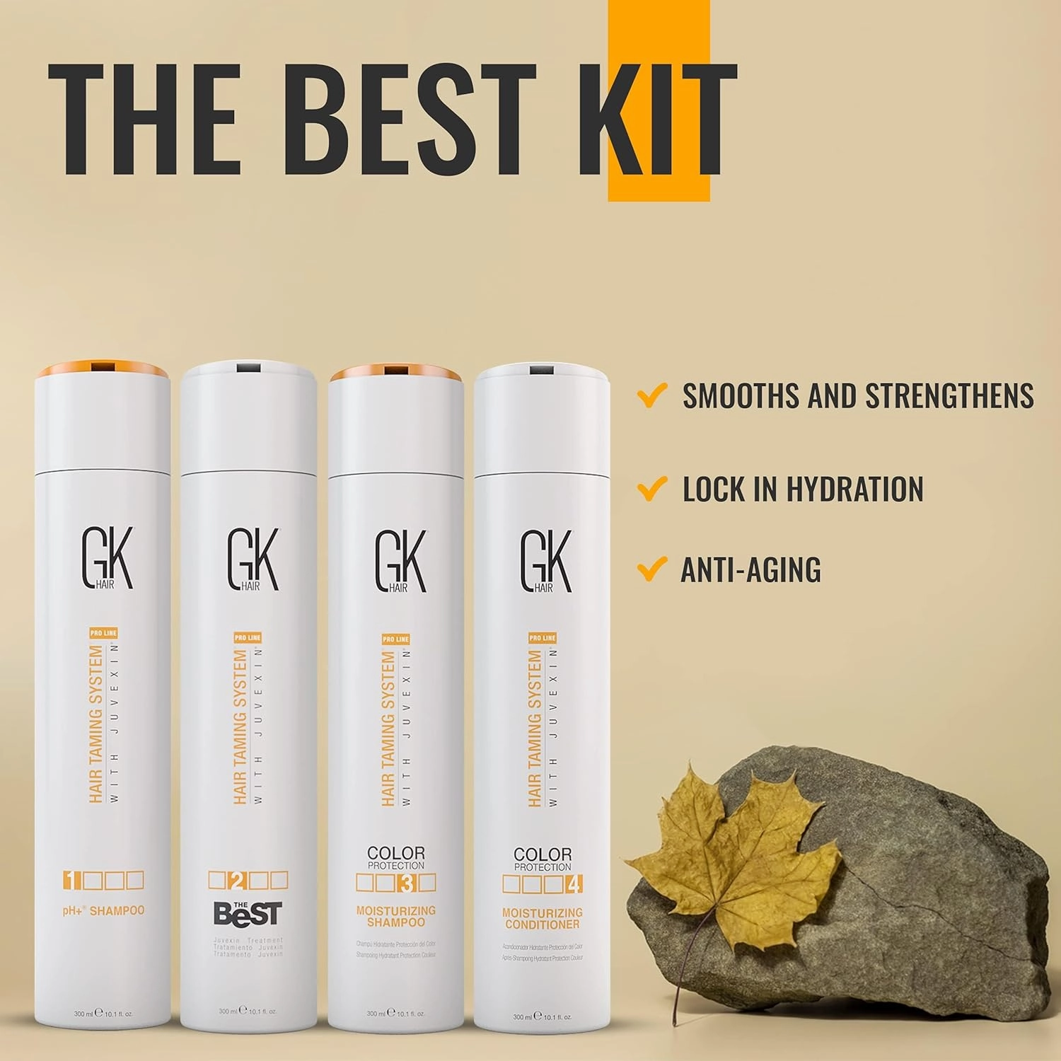 GK HAIR Global Keratin The Best Kit (10.1 Fl Oz/300ml) Smoothing Keratin Hair Treatment Professional Brazilian Complex Blowout Straightening For Silky Smooth & Frizz Free Hair