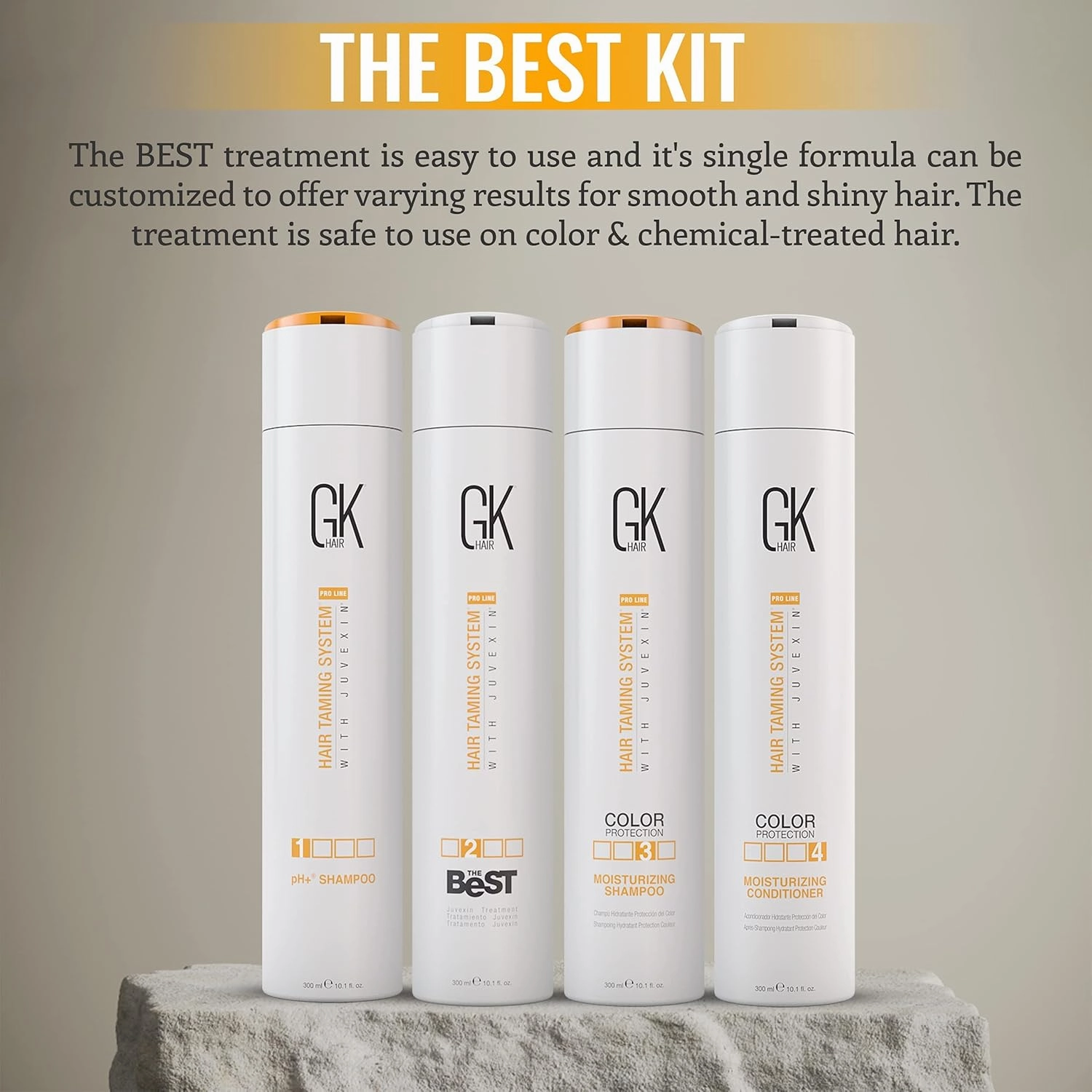 GK HAIR Global Keratin The Best Kit (10.1 Fl Oz/300ml) Smoothing Keratin Hair Treatment Professional Brazilian Complex Blowout Straightening For Silky Smooth & Frizz Free Hair