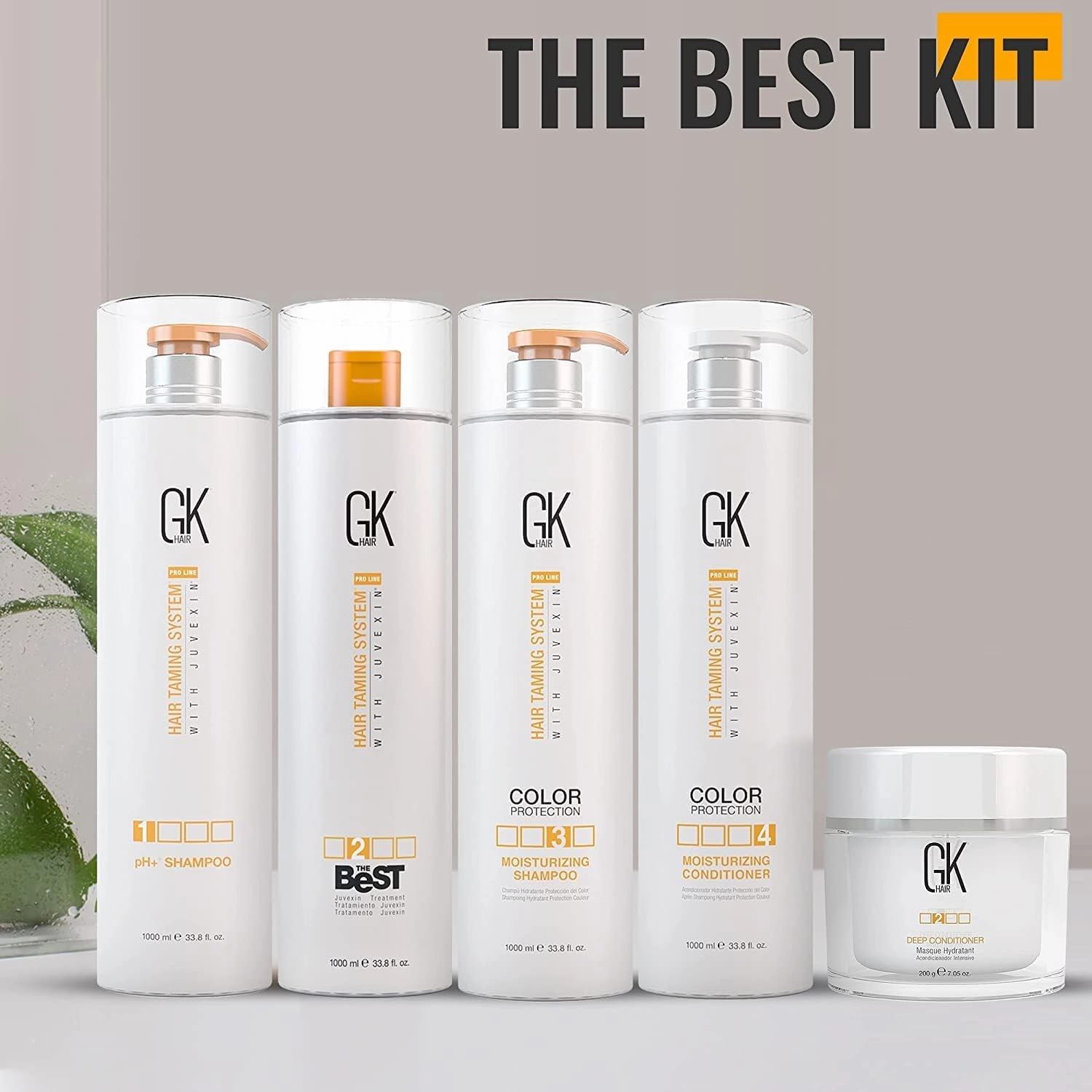 GK HAIR Global Keratin The Best Kit (33.8 Fl Oz/1000ml) Smoothing Keratin Hair Treatment Professional Brazilian Complex Blowout Straightening For Silky Smooth & Frizz Free Hair