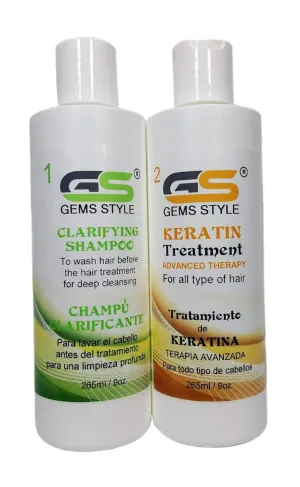 GS Brazilian Keratin Hair Smoothing Treatment - Strong Coconut - 265ml / 9oz Professional Blowout Hair Straightening Long Lasting - Plus FREE Clarifying Shampoo.
