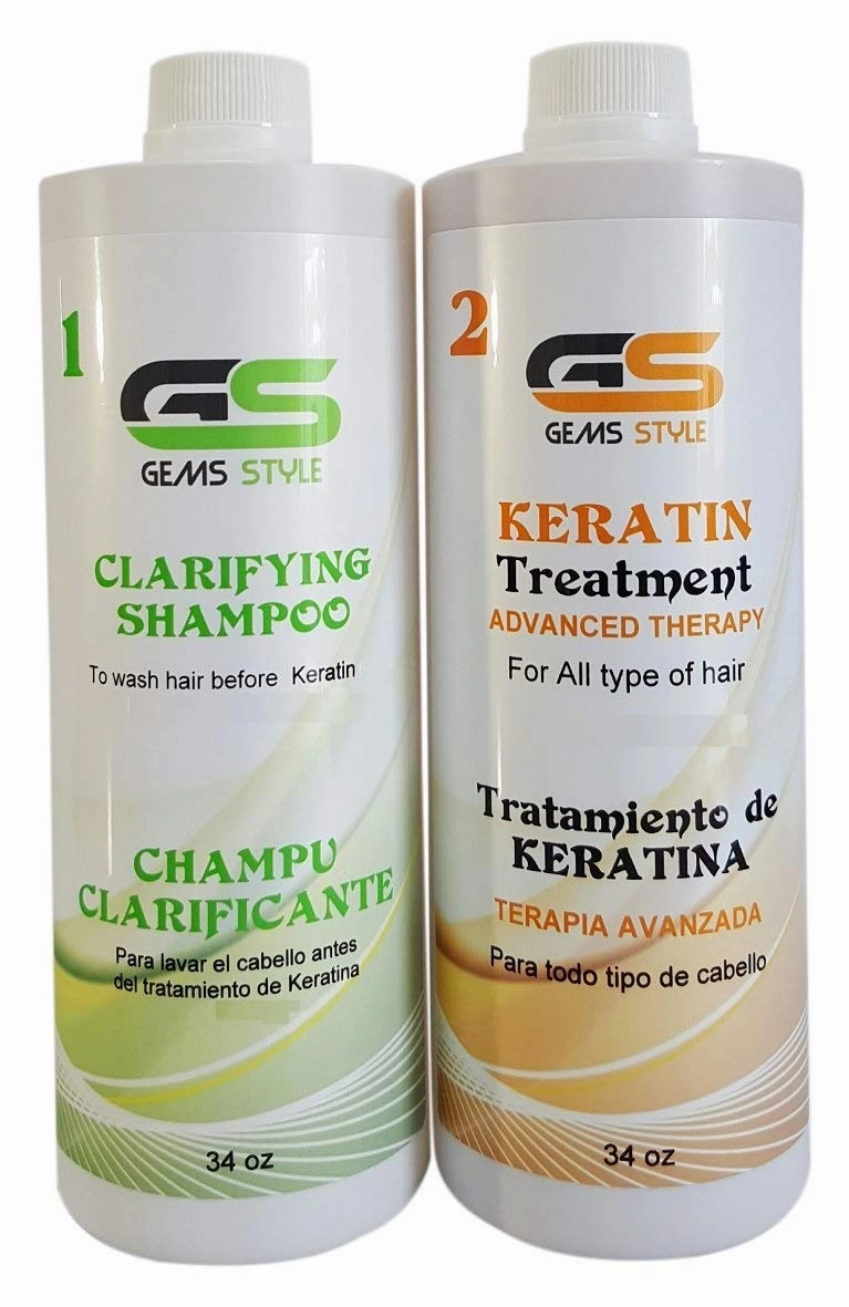 GS Brazilian Keratin Hair Smoothing Treatment - Strong, Coconut - 1000ml / 34oz Professional Blowout Hair Straightening Long Lasting - Plus FREE Clarifying Shampoo.