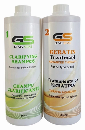 GS Brazilian Keratin Hair Smoothing Treatment Soft Chocolate - 1000ml / 34oz Professional Blowout Hair Straightening Long Lasting - Plus FREE Clarifying Shampoo.