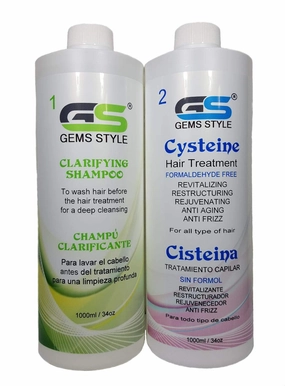 GS CYSTEINE Brazilian Smoothing Hair Treatment Professional Blowout Hair Straightening Long Lasting Organic Formaldehyde Free Plus FREE Clarifying Shampoo. (1000ml e 33.8oz)