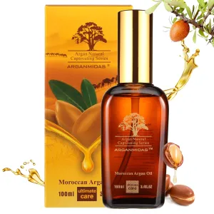 Hair Oils, Moroccan Argan Oil for Hair and Face Skin Moisturizer, Leave Hair Soft & Shiny, Hair Treatment oil for Men Women Dry Damaged Frizzy Hair, 3.4 Fl Oz