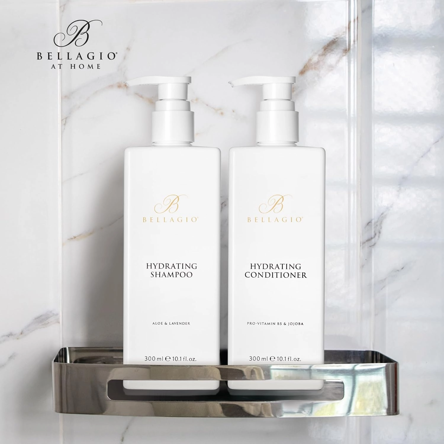 Hair Care Set - Shampoo & Conditioner - Scented with Cedarwood, Green Mandarin, Lavender - Vegas Hotel Bath Amenities - 10 oz, White