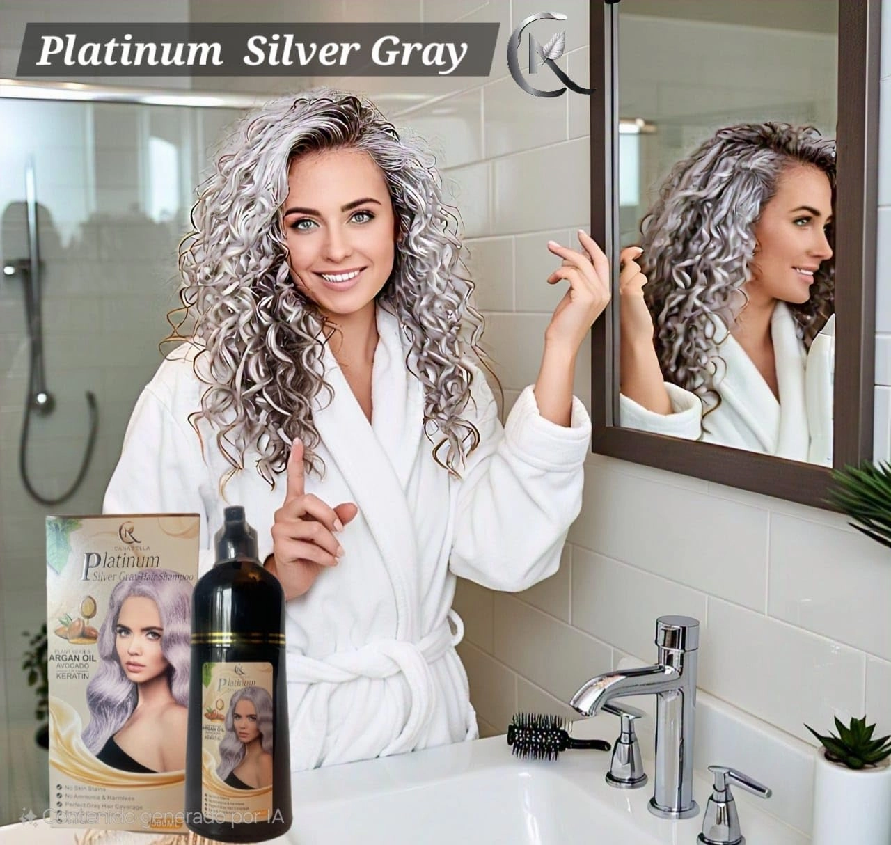 Hair Color Shampoo – Argan Oil, Avocado & Keratin | No Ammonia | Perfect Grey Coverage | Hair Moisturizing & Nourishment | Easy At-Home Application (Platinum Silver Gray)