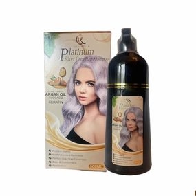Hair Color Shampoo – Argan Oil, Avocado & Keratin | No Ammonia | Perfect Grey Coverage | Hair Moisturizing & Nourishment | Easy At-Home Application (Platinum Silver Gray)