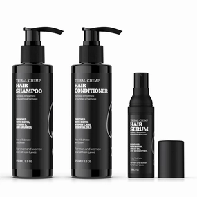 Hair Shampoo, Conditioner, and Serum Bundle - 8.8 oz. Hair Shampoo and Conditioner and 1 oz Hair Serum – Hair Styling Accessories for Men and Women, 3 Pc Set