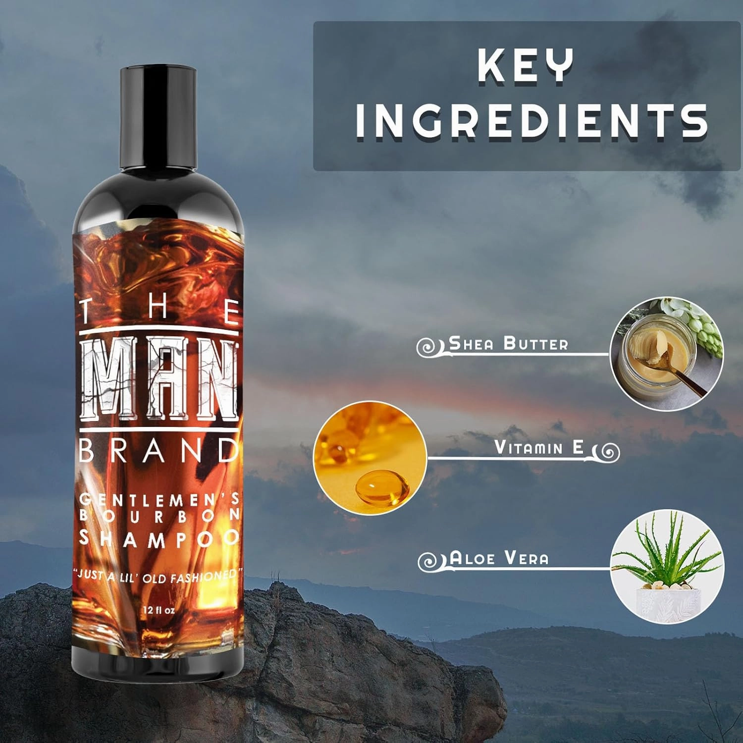 Hair shampoo For Men - Natural Coconut Oil Shampoo For Frizzy Hair - Scented Shampoo With Aloe Vera Oil (GENTLEMEN'S BOURBON, 12 oz)