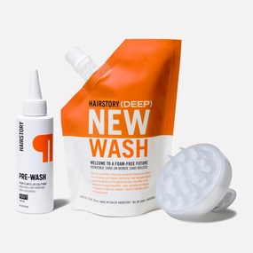 Hairstory New Wash Method for Oily Hair, New Wash Deep & Pre-Wash with Scalp Brush, Purifying Scalp Rinse & Clarifying Cleansing Cream Duo, Deep Cleans, Clarifies & Conditions