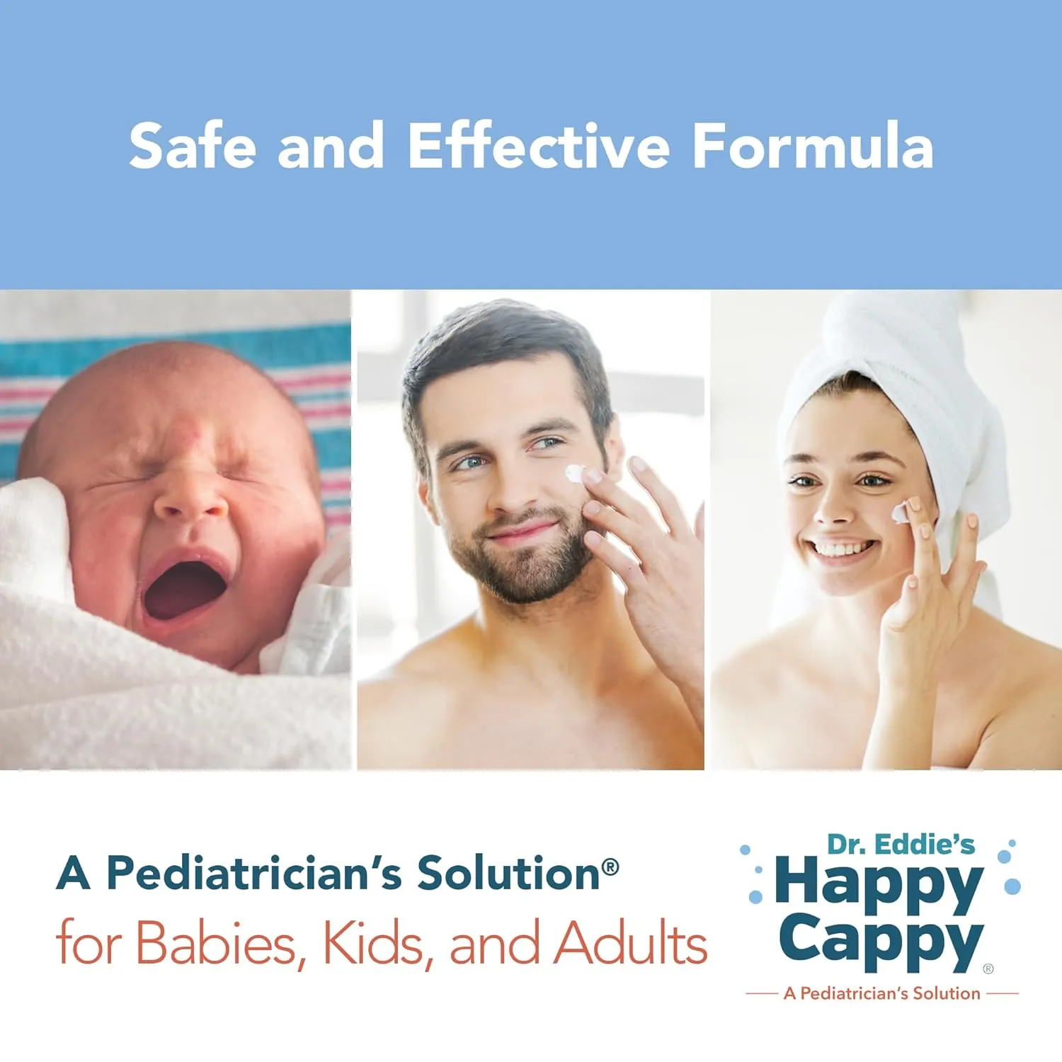 Happy Cappy Dr. Eddie's Pediatrician-Formulated Moisturizing Baby Lotion - Gentle, Paraben Free, Hypoallergenic, Sulfate Free - Soothes Dry Skin, Eczema and Reduces Redness, 12 oz