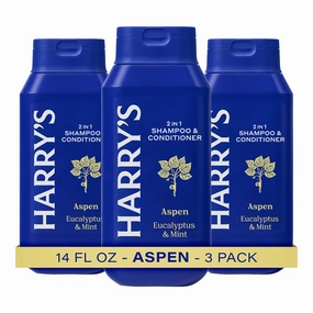 Harry's Men's 2 in 1 Shampoo and Conditioner for All Hair Types - Original Aspen Scent - (3 Pack) 14 fl oz - No Parabens or Sulfates