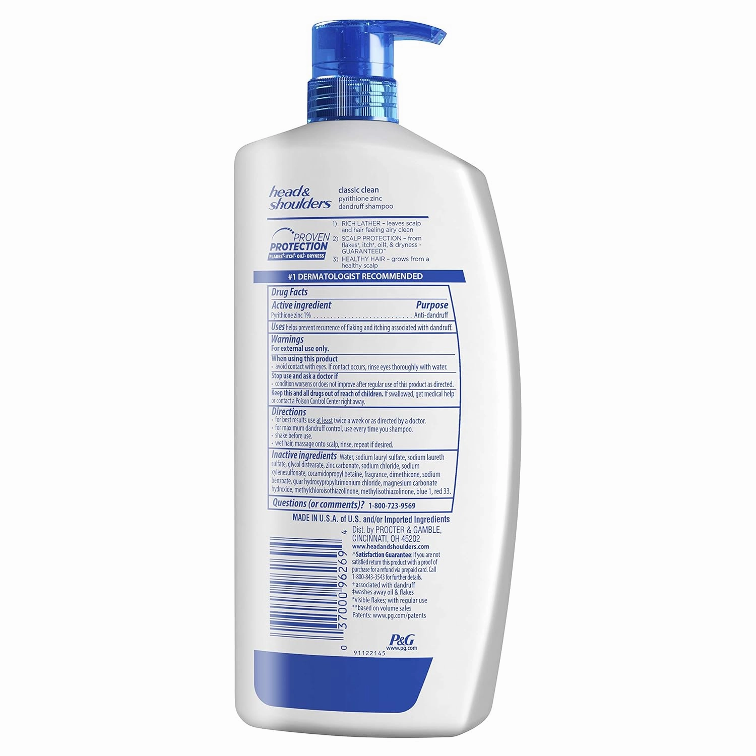 Head and Shoulders Classic Clean Daily-Use Anti-Dandruff Paraben Free Shampoo, 32.1 fl oz