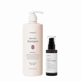 Heavenly Shampoo 16.9 fl oz and shining Hair Serum 2.7 fl oz, Moisturizing & Repairing, Argan Oil Infused, Cruelty-Free, Vegan