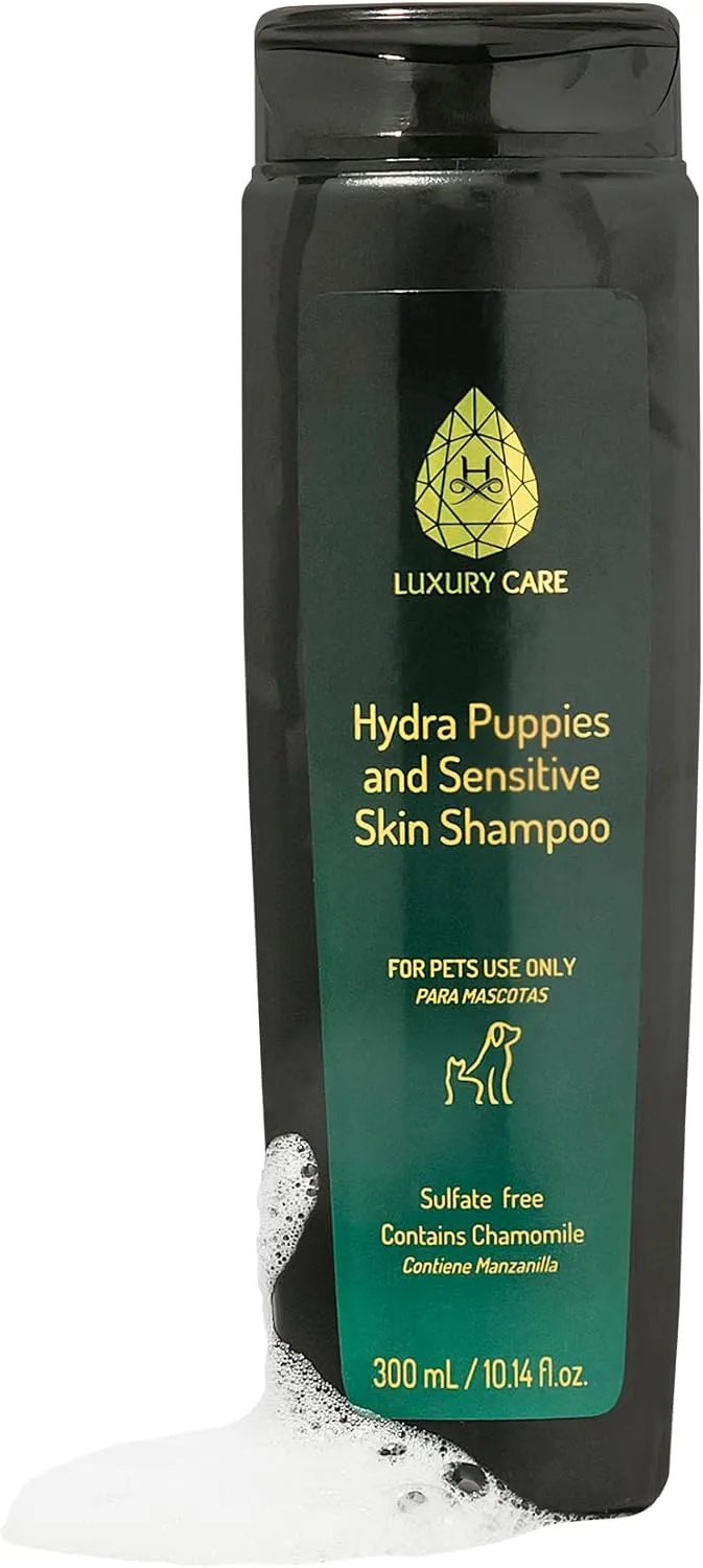 Hydra Luxury Care Puppies and Sensitive-Skin Shampoo, Gentle and Moisturizing Puppy Shampoo with Mint and Chamomile, Dye- and Sulfate-Free, 10.14-Ounce Bottle