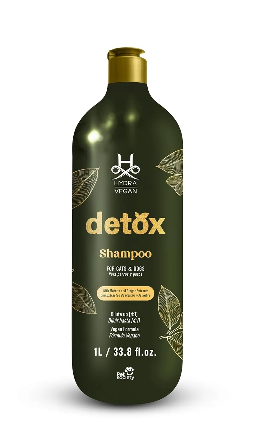 Hydra Vegan Detox Shampoo for Dogs and Cats with Matcha and Ginger Extracts, Hydrating Shampoo for All Breeds, 33.8-Ounce Bottle