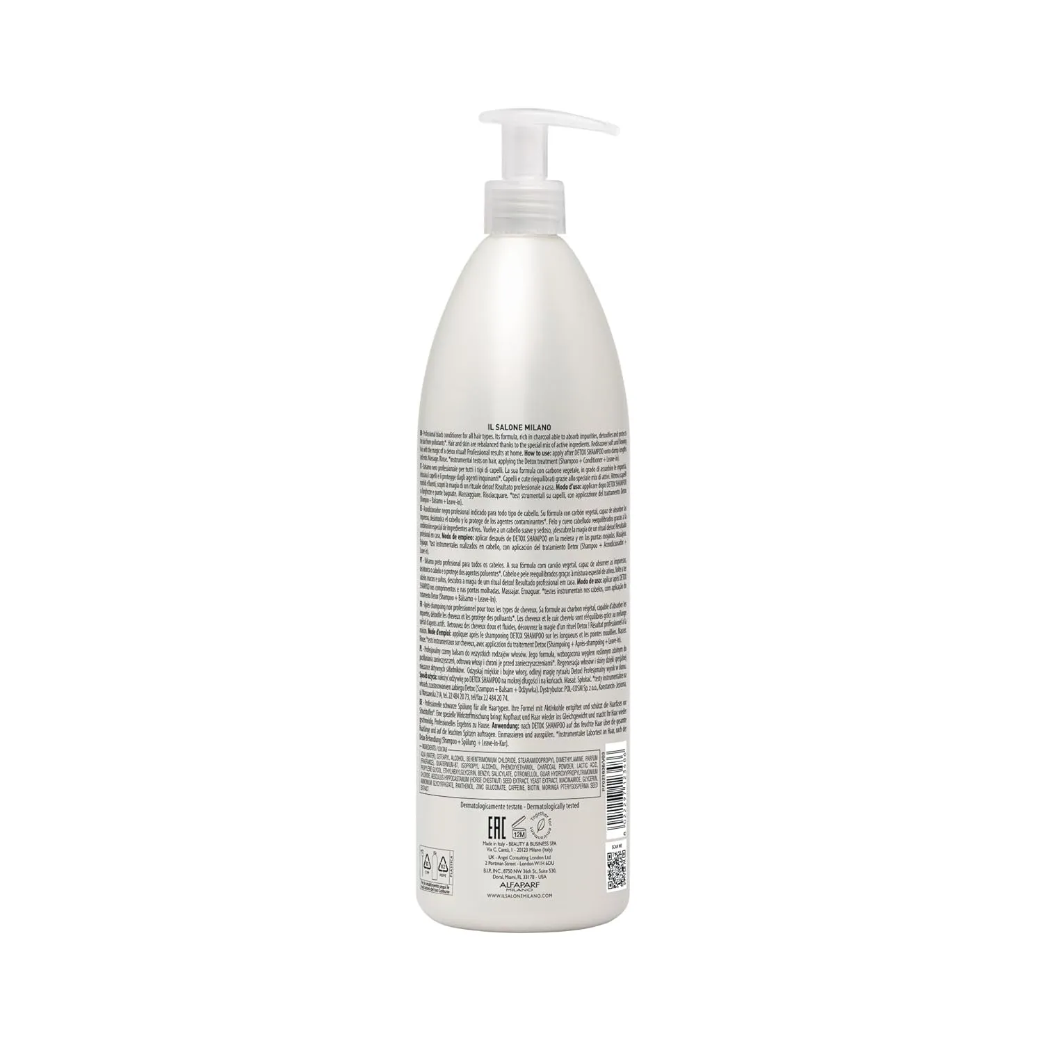 Il Salone Milano Detox Conditioner for All Hair Types - Clarifying Hair Conditioner with Charcoal Powder - Scalp Cleanser to Detox - Restore Broken Bonds & Add Softness (33.8 oz / 1000 ml)