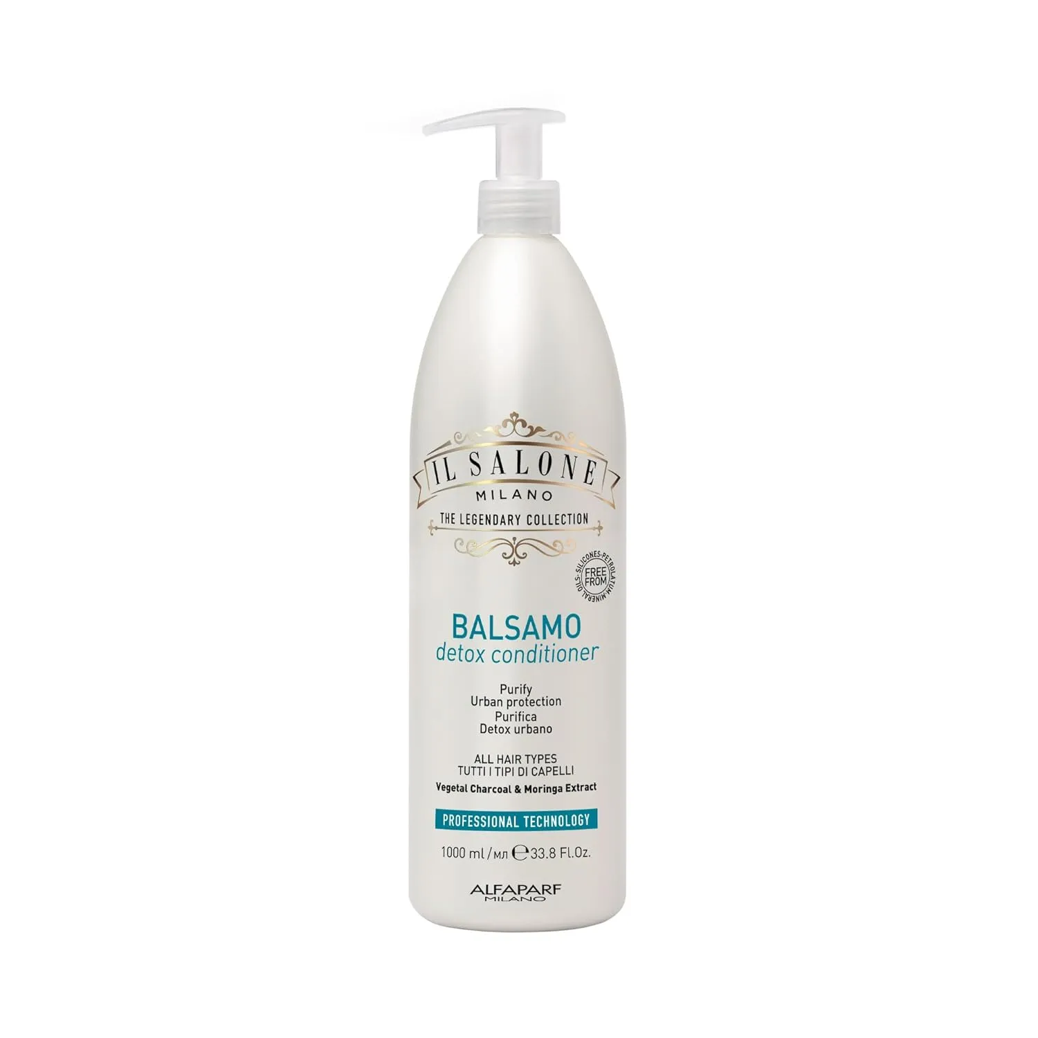 Il Salone Milano Detox Conditioner for All Hair Types - Clarifying Hair Conditioner with Charcoal Powder - Scalp Cleanser to Detox - Restore Broken Bonds & Add Softness (33.8 oz / 1000 ml)