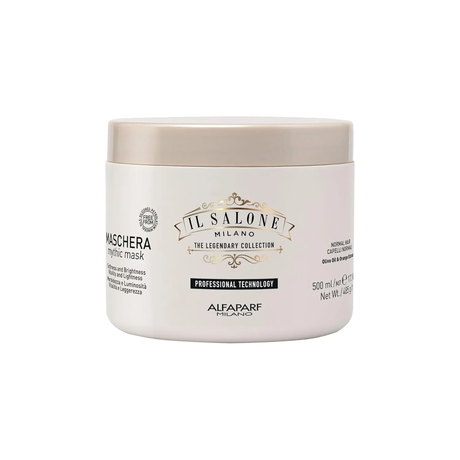 Il Salone Milano Professional Mythic Mask - Moisturizing Hair Mask Enriched with Olive Oil and Orange Extract for Added Softness, Shine and Manageability - Salon Quality Hair Care (16.9 oz / 500 ml)