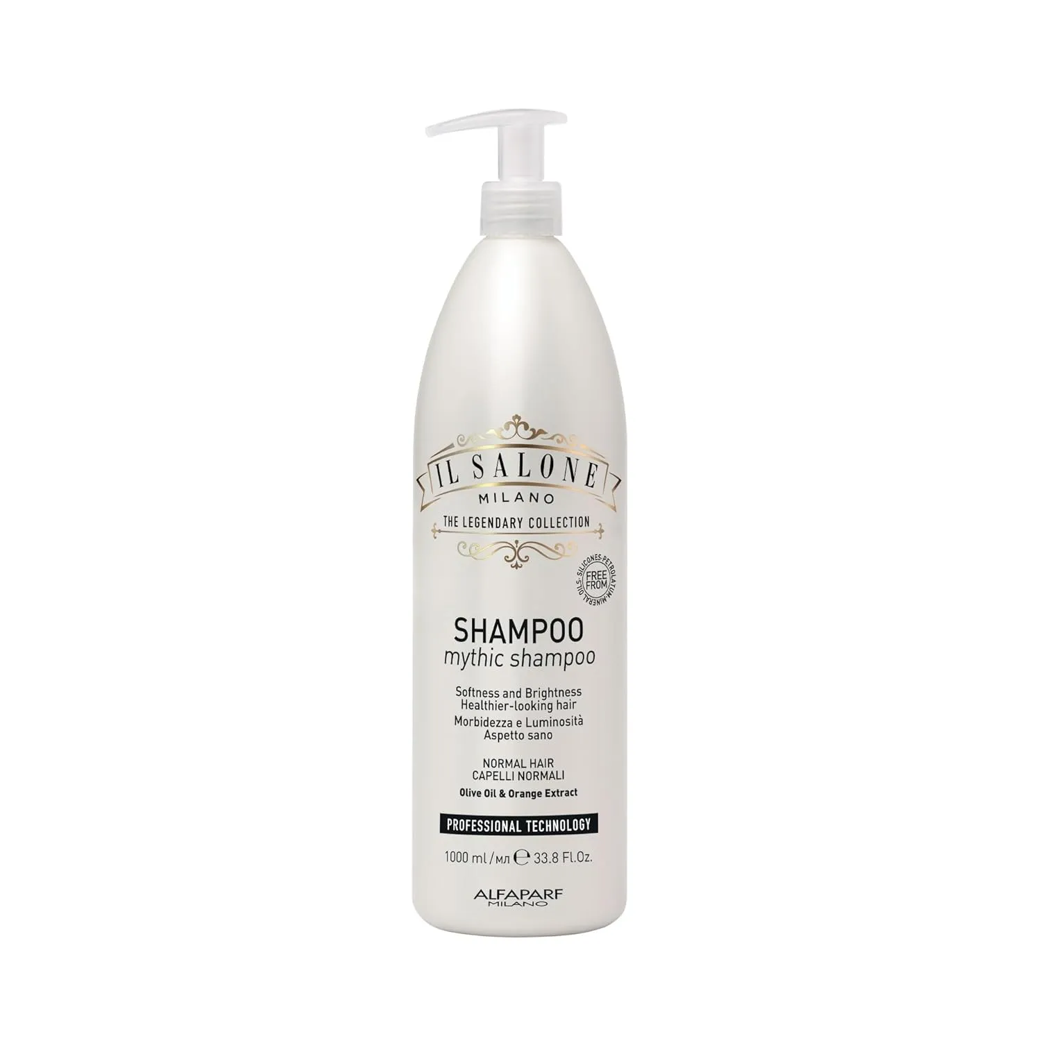 Il Salone Milano Professional Mythic Shampoo - Moisturizing Shampoo for Normal Hair - Gently Cleanses While Adding Shine, Softness, and Hydration – Salon Quality Hair Care (33.8 Fl Oz / 1000 ml)