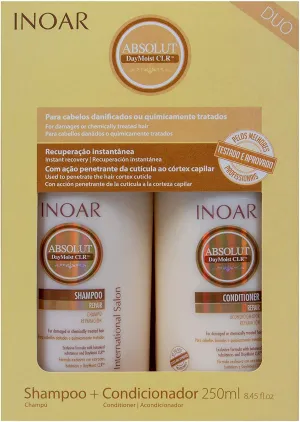 INOAR – Absolut DayMoist CLR Shampoo & Conditioner Set, Preserves Color and Shine, Hair Treatment for Damaged Hair, Vegan Hair Product, Designed for Men and Women (2 Bottles, 8.5 oz. each)