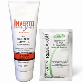 INVERTO Brazilian Keratin Hair Treatment Formaldehyde Free 120ml with Clarifying Shampoo Set Instant Results by Keratin Research