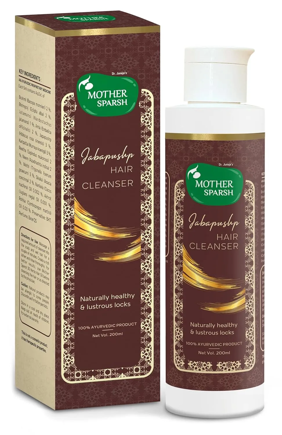 Jabapushp Natural Hair Cleanser (Shampoo), therapeutic properties to control hair fall, strengthen roots for natural and healthy hair, Ayurvedic, 200 ml