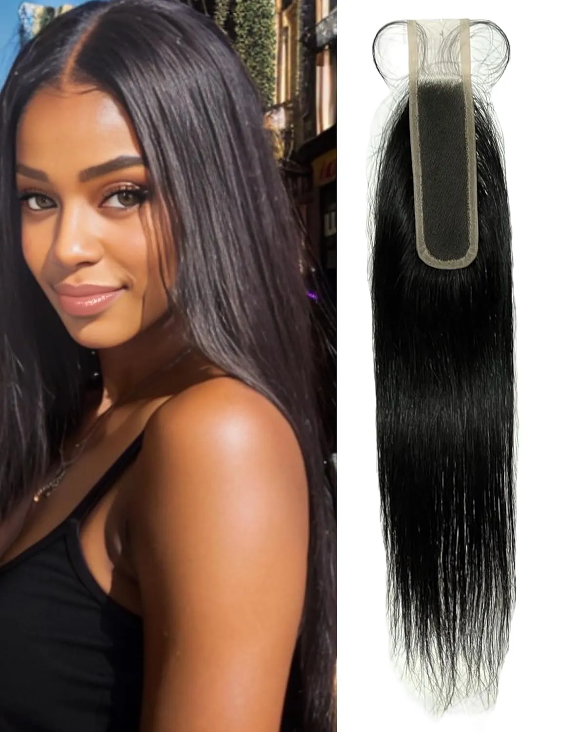 Joe Green 2x6” HD Transparent Closure with 100% Virgin Remy Human Hair Pre-Plucked Baby Hair Natural Color (2x6 Straight Natural, 12 Inch (Pack of 1))