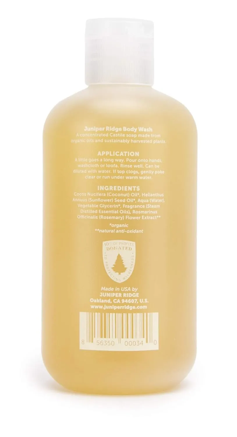 JUNIPER RIDGE Coastal Pine Body Wash - All-Purpose Liquid Castile Soap, Multi-Use Body Wash, Shampoo, Hand Wash, Face Wash, Clean, Vegan, Paraben Free, Preservative Free, 8 oz