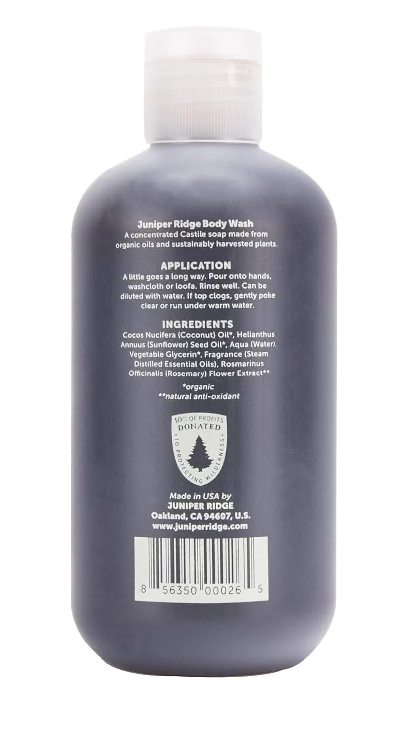 JUNIPER RIDGE White Sage Body Wash - All-Purpose Liquid Castile Soap, Multi-Use Body Wash, Shampoo, Hand Wash, Face Wash, Clean, Vegan, Paraben Free, Preservative Free, 8 oz