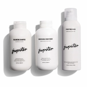 Jupiter Balancing Shampoo, Nourishing Conditioner & Volcanic Ash Scalp Mask Trio - For Dry, Oily, Itchy, Flaky Scalp - Color Safe & Sulfate Free - Vegan