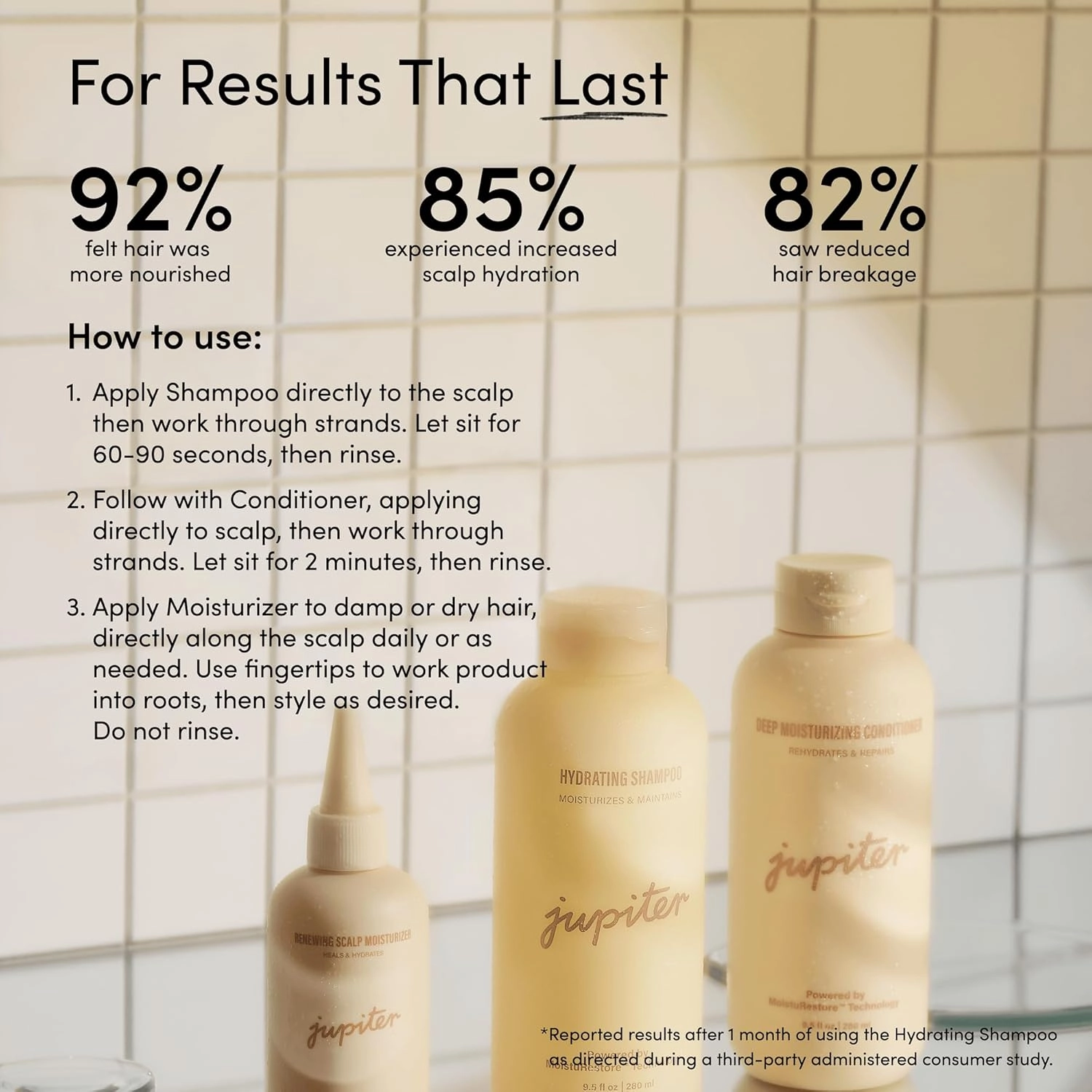 Jupiter Hydrating Shampoo, Deep Conditioner, & Scalp Moisturizer, Moisture Renewal Trio, Physician-Formulated for Dry, Itchy, Tight Scalp Care, Color-Safe, Sulfate-Free, Hydrating Scalp Solution