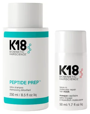 K18 Detox & Repair Bundle - Leave-In Repair Hair Mask, 4-Minute Speed Treatment(50ml) and Color Safe Detox Clarifying Shampoo (8.5oz) to remove build up