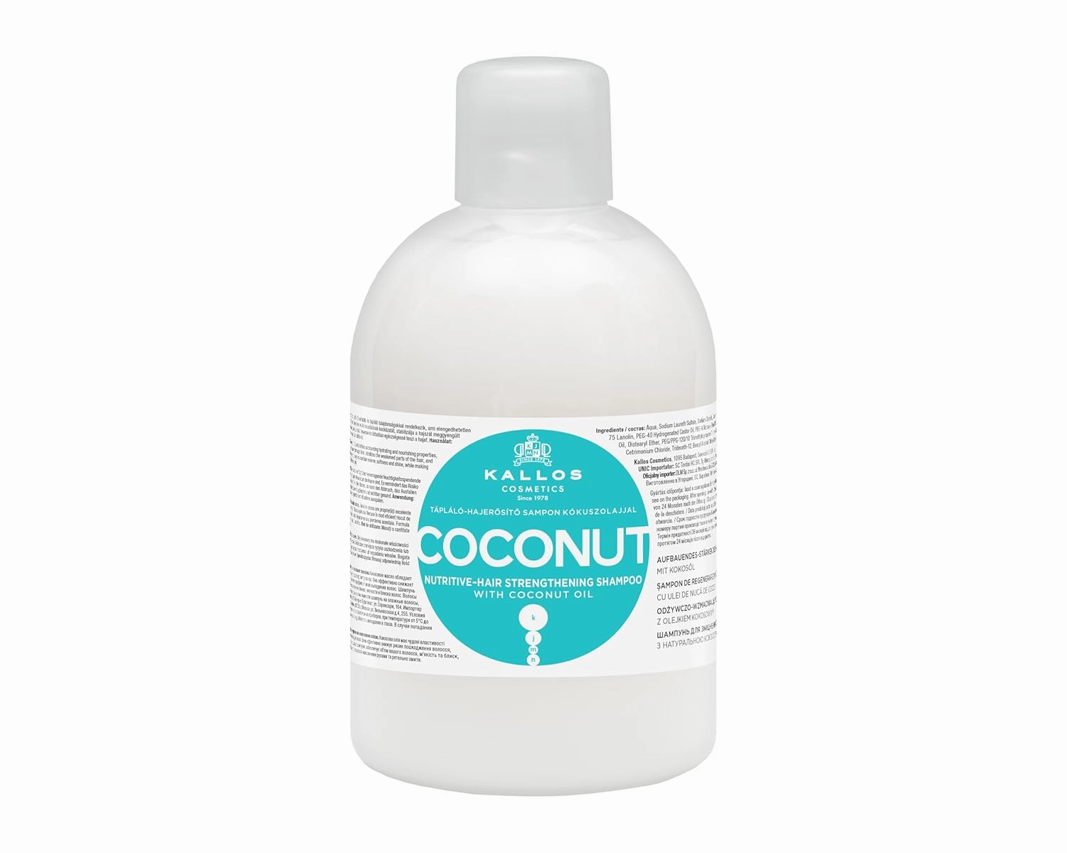 Kallos KJMN Coconut Nutritive–Hair Strengthening Shampoo with coconut oil 1000 ml - 33,81 Fl Oz